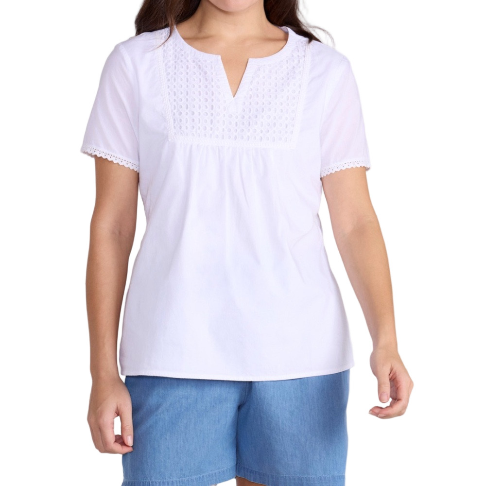 Mountain Warehouse Women’s Split Neck Eyelet Embroidered White Top 10 Boho